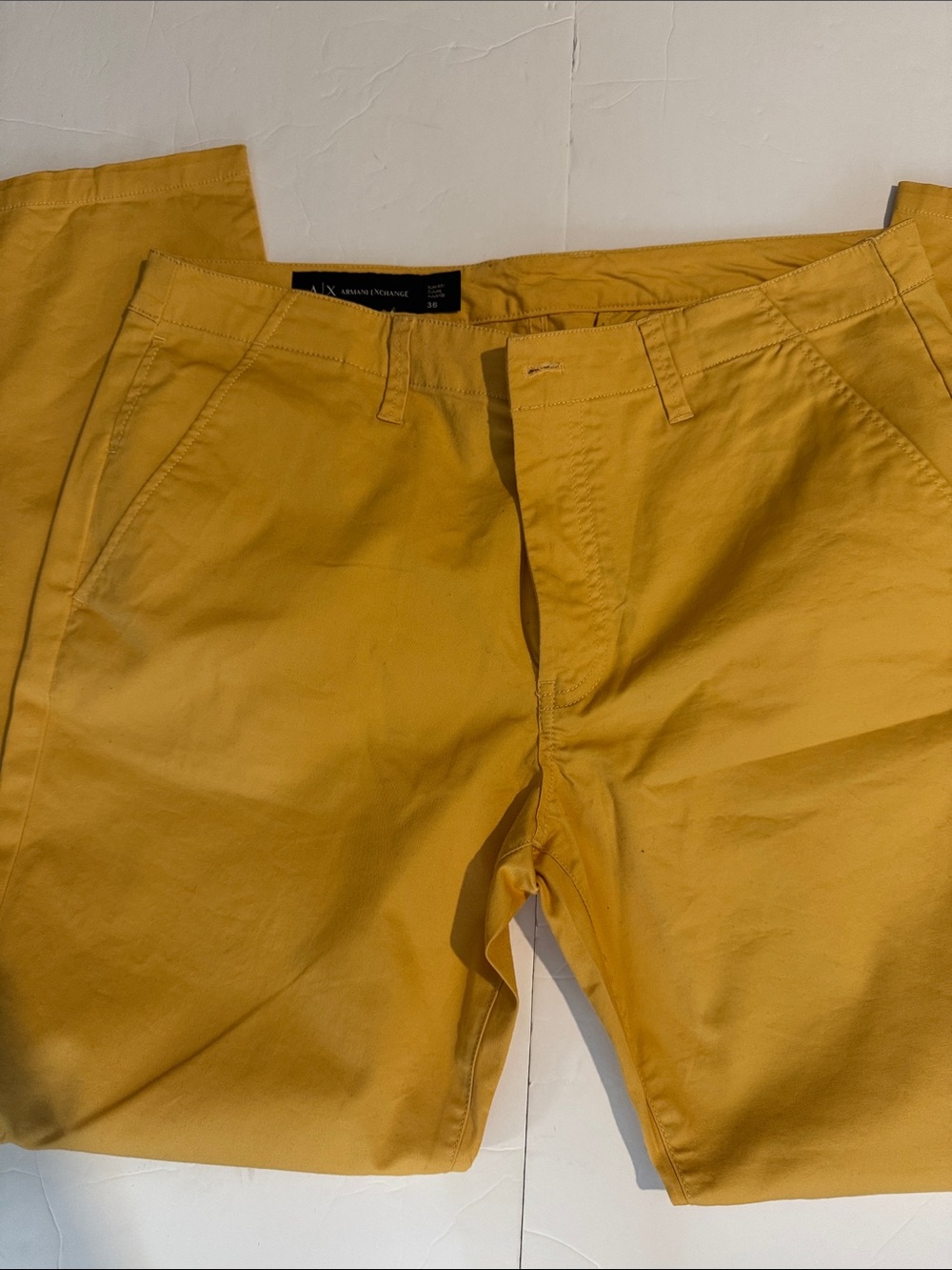 A/X Armani Exchange Men's Mustard Yellow Chino Pants - Picture 3 of 7